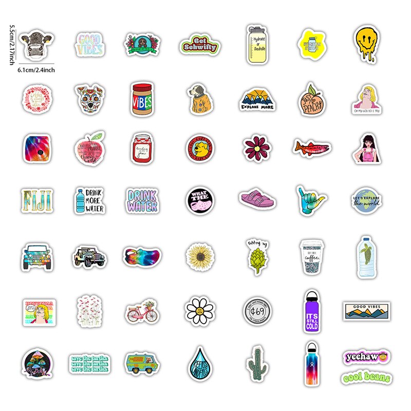 50pcs Cartoon Stickers Cute Kids Child Stickers Waterproof Animal Stickers Biker Motor DIY Stickers Pack Decal Laptop Sticker