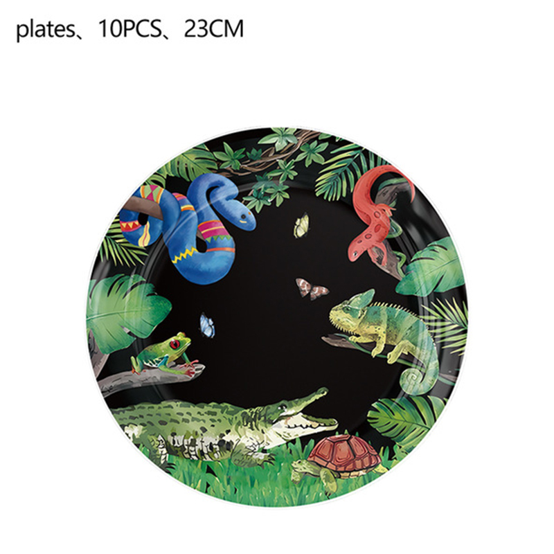 Reptile Birthday Party Decoration Lizard Snake Crocodile Paper Cups Plates Napkins Tablecloth Balloons for Kid Boy Baby Shower: MULTI