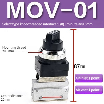 Pneumatisches mechanisches Druckknopfventil MOV-01 MOV-02 MOV-03 03A Manuelles Ventil Luftschalter Steuerventil Druckknopf Momentan: transparent