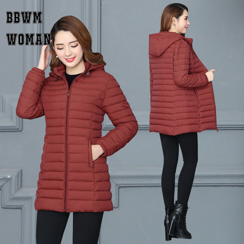 Leichte Baumwolle Lange Parkas Einfarbig Langarm Winter warm Plus Größe Weibliche gepolstert Mantel ZO1777