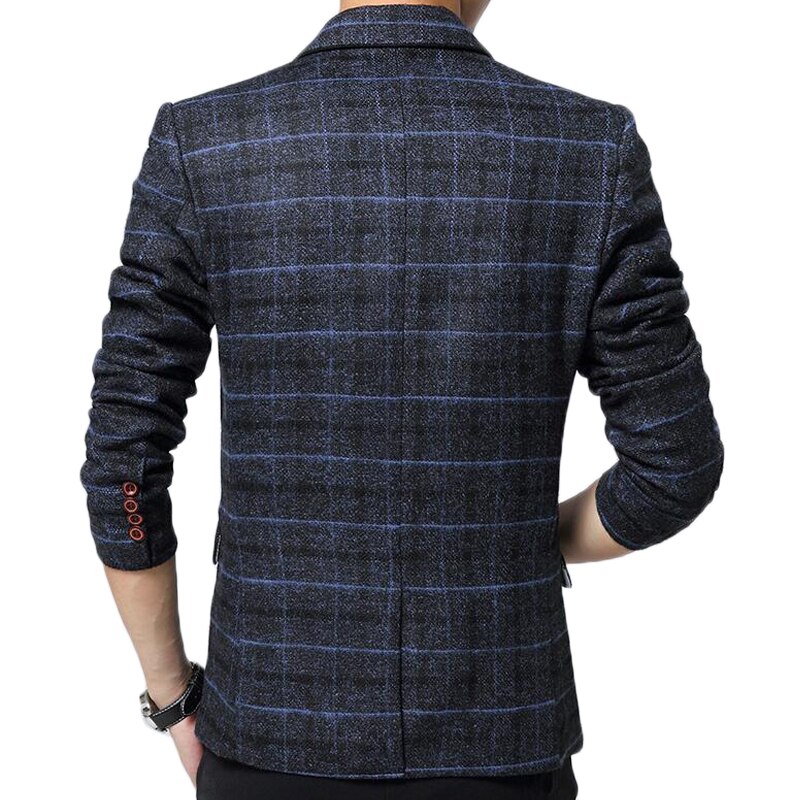 Mannen slim fit brazer merk geruite jasjes kostuum homme heren rooster formele brazers casual rokkostuum jassen