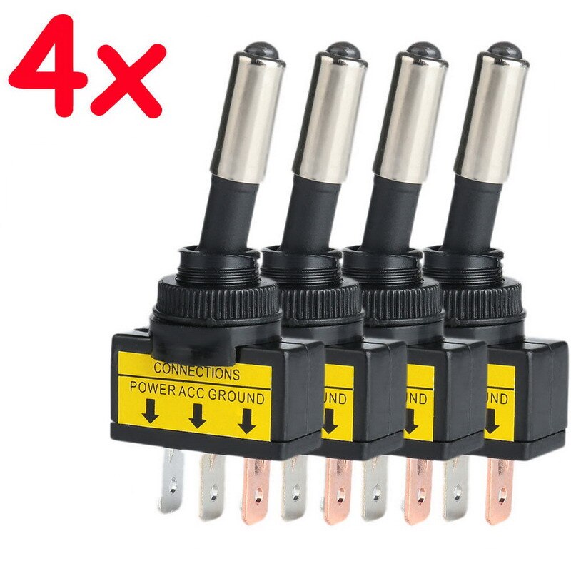 4Pcs 12V 20A Car Auto Blue LED Light Toggle Rocker Switch 3Pin SPST ON/OFF VEQ05 P0.11