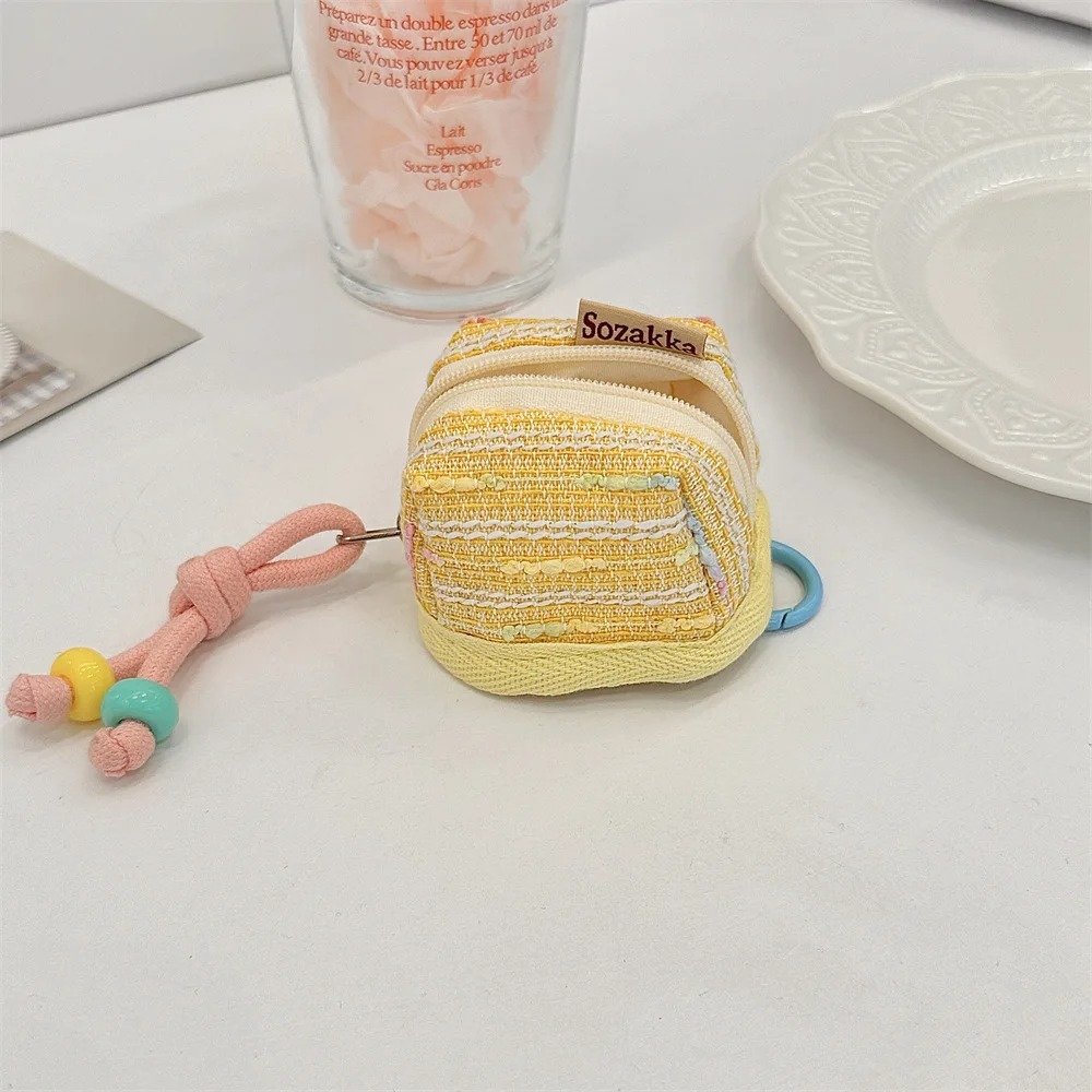 Śliczne przenośne etui na słuchawki Mała portmonetka na monety Biżuteria Mini torba do przechowywania Kobiety Dziewczyny Etui Kawaii Torba podróżna Dekoracje: Beżowy