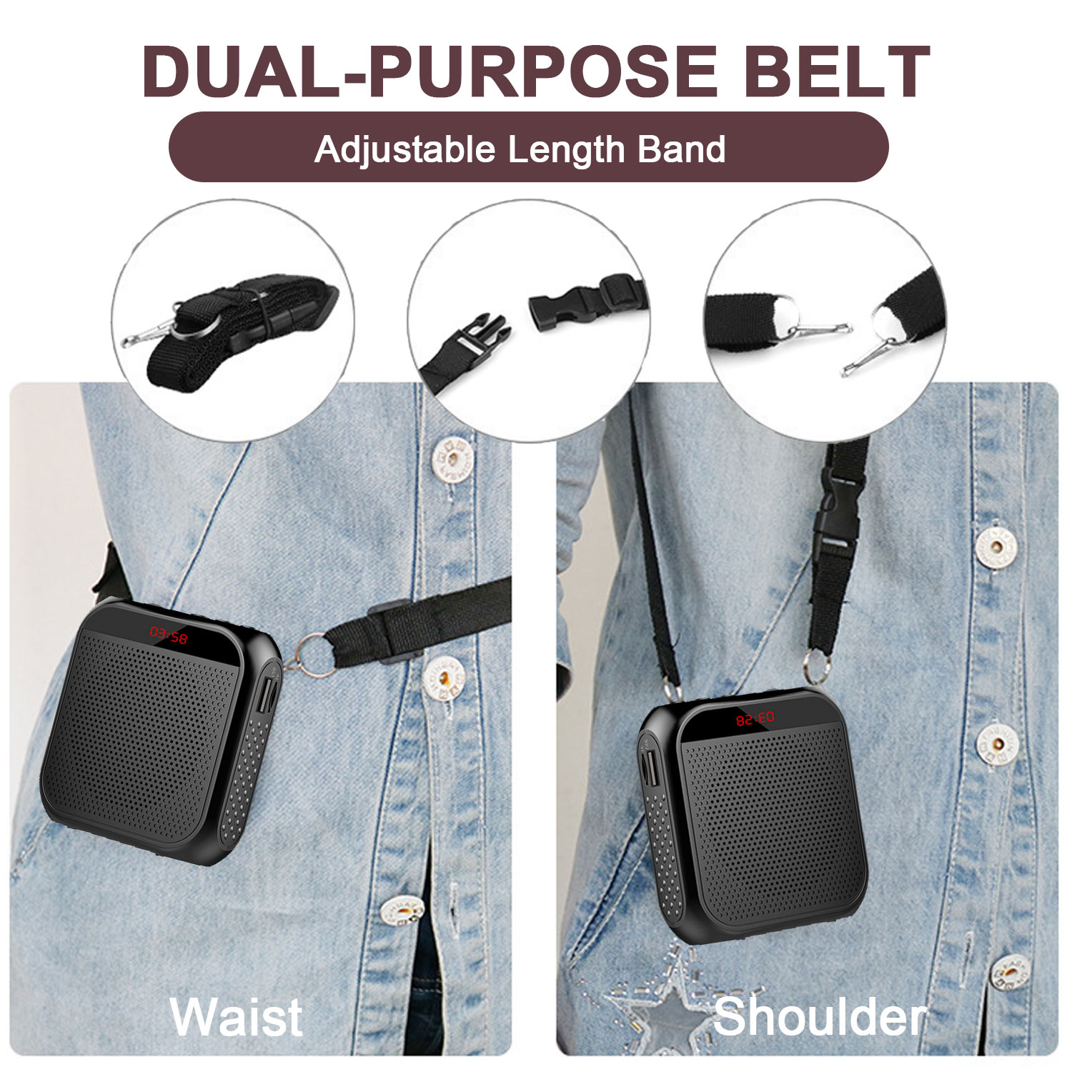 Gosear-Amplificador de voz portátil multifuncional, altavoz Personal con pantalla de micrófono para profesores, 5W, 2400mAh