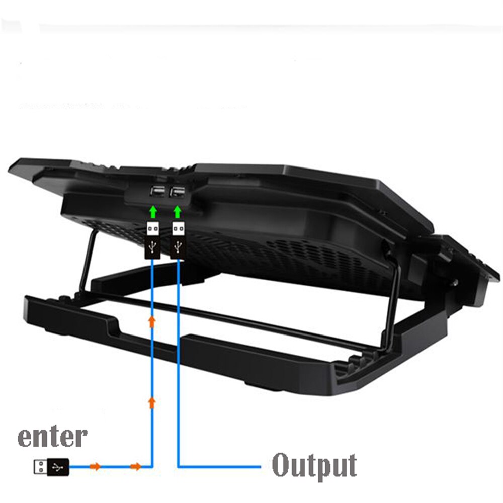 Gaming laptop kylare notebook kylplatta 5 tysta led-fläktar kraftfullt luftflöde portabelt justerbart bärbara stativ usb-gränssnitt