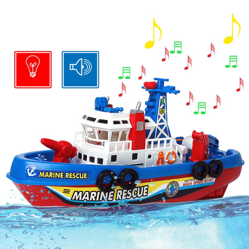Børn børn elektrisk højhastigheds skib brand båd vand spray musik lys båd marine rednings model fireboat legetøj pædagogisk legetøj