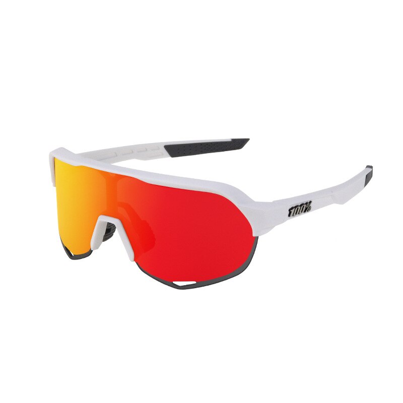 Sport Fietsen Bril Mannen Vrouwen 3Lens UV400 Gepolariseerde Fiets Bril Rijden Bescherming Goggles Eyewear: White frame