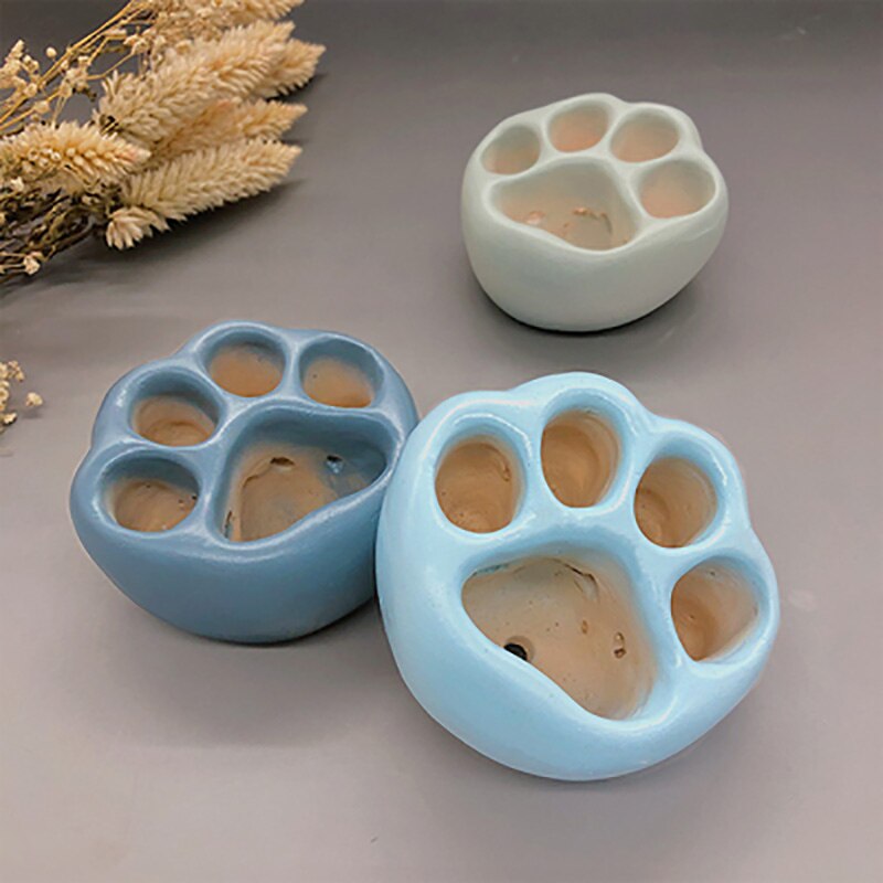 Lovely Multicolor Cat Paw Cement Flower Pot Mini Succulent Plant Container Desktop Home Ornament Garden Planter Small: D