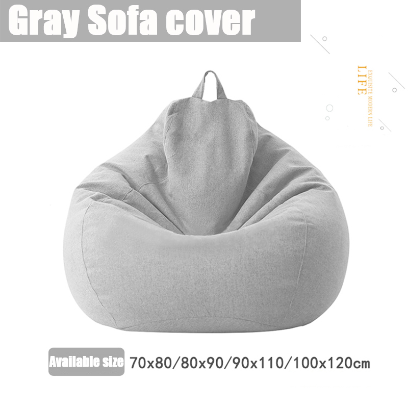 Housse de canapé bouffante sans remplissage, en tissu de lin, siège long, Pouf bouffant, Tatami, Salon: Gray-Sofa cover / 70X80cm
