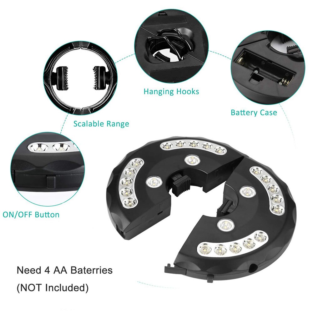 Pátio guarda-chuva pólo luzes 3 modos de iluminação sem fio 24 led para jardim quintal ao ar livre ty53