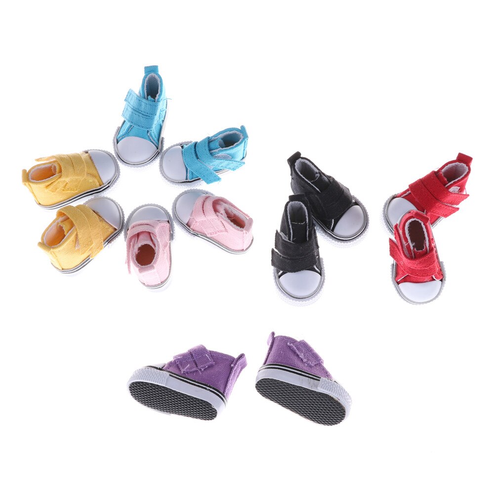 Zapatos de lona surtidos para muñeca, Mini zapatilla de juguete, a la , 6 colores, 5cm, para muñeca rusa