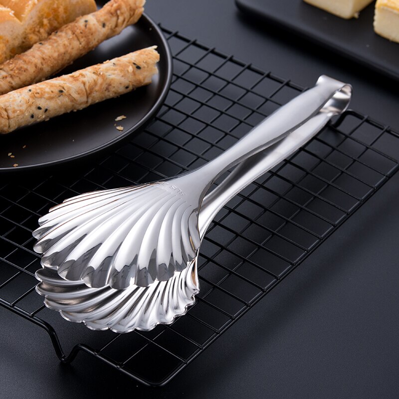 Stainless Steel Cooking Tongs For Kitchen Grill & BBQ - Best Clever Tongs For Cooking Food In The Sizes You Need Scallop Shape