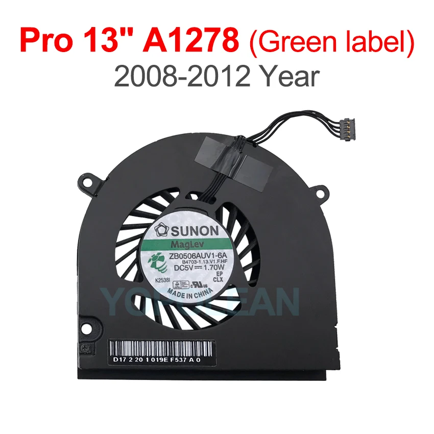 Oryginalny wentylator procesora laptopa dla Macbook Pro 13 "wentylator A1278 2008-2012 ZB0506AUV1-6A: green