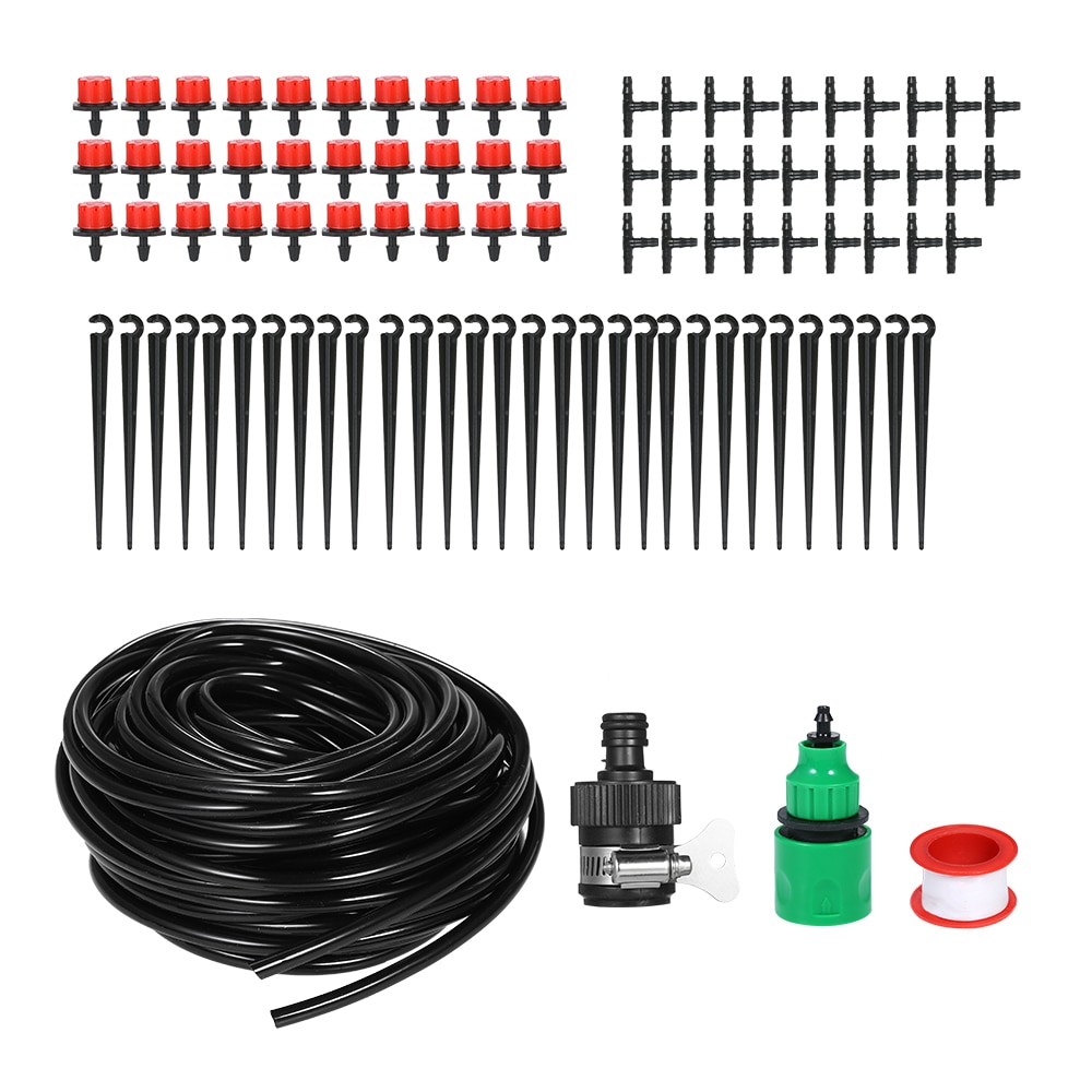 Garden Irrigation Spray 25m pipe 30 drippers Automatic Drip Irrigation System Watering Irrigation with Atomizing Nozzle Dripper