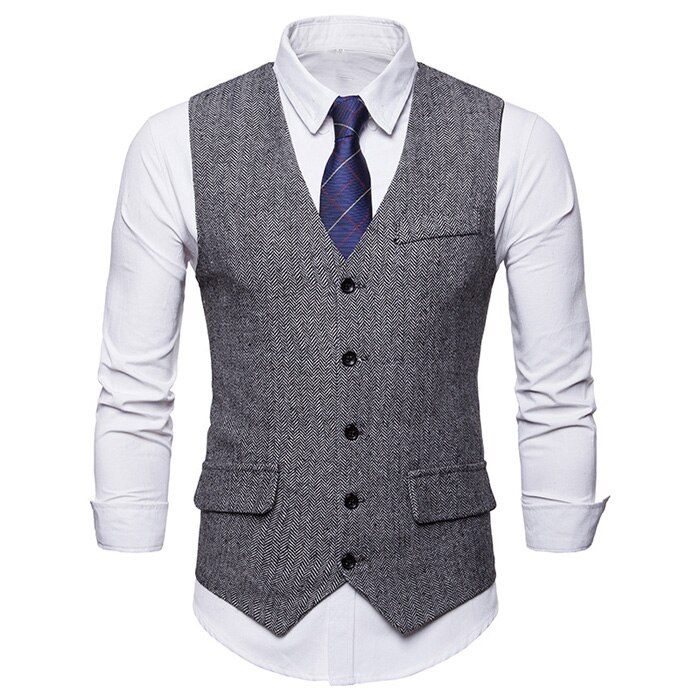 Hight Wollen Pak Vest Mannen Slim Fit Vest Mens Single Breasted Zaken Wedding Tuxedo Vesten Gilet mannen: Black White / S