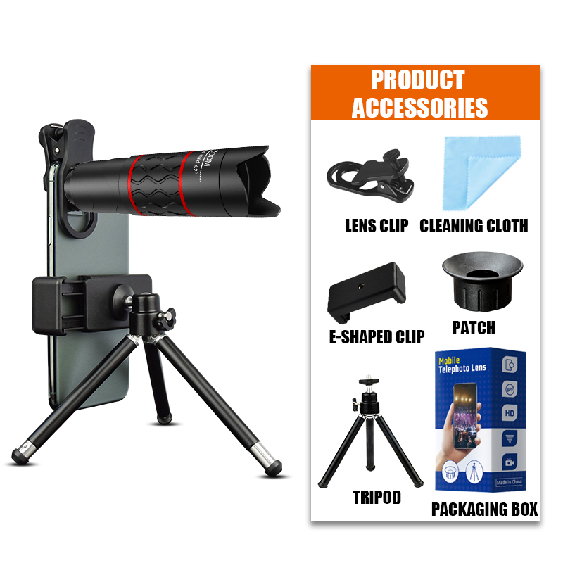 Mobile Phone Telephoto Camera Lens Universal 28X External Zoom Perfect for Concert Far Away Photography: Red