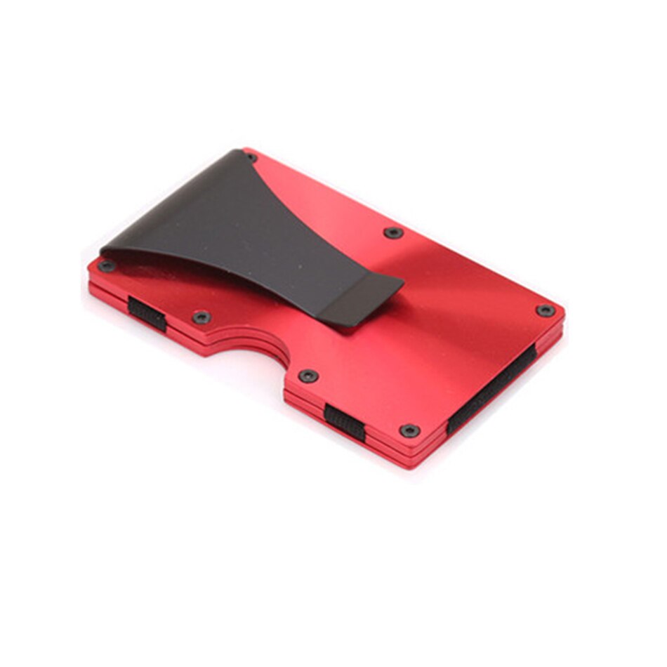 Automatische Card Case Mechanische Zaken Id Card Box Draagbare Credit Card Case Metal Rfid Blokkeren Portemonnee Portemonnee Clip: Red