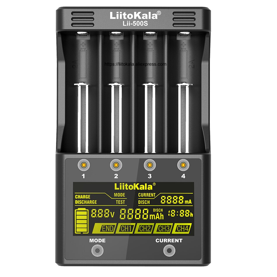 Liitokala Lii-PD4 Lii-S2 Lii-S4 Lii-500S 18650 chargeur de batterie au Lithium 3.7 V 21700 26650 25500 18500 20700 14500 16340 AA Batterie