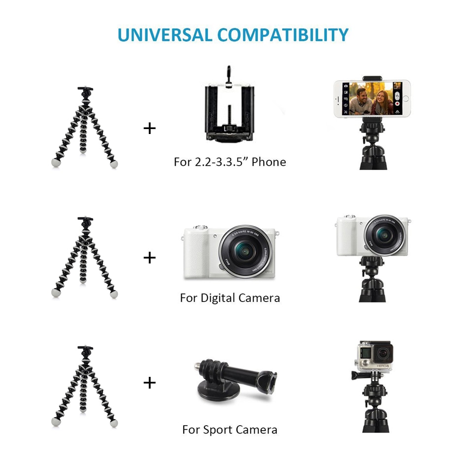 Mini flexibel Krake Stativ Für praktisch Samsung Xiaomi Huawei iphone Aktion Kamera für GOPRO SJCAM YI Universal- Halfter