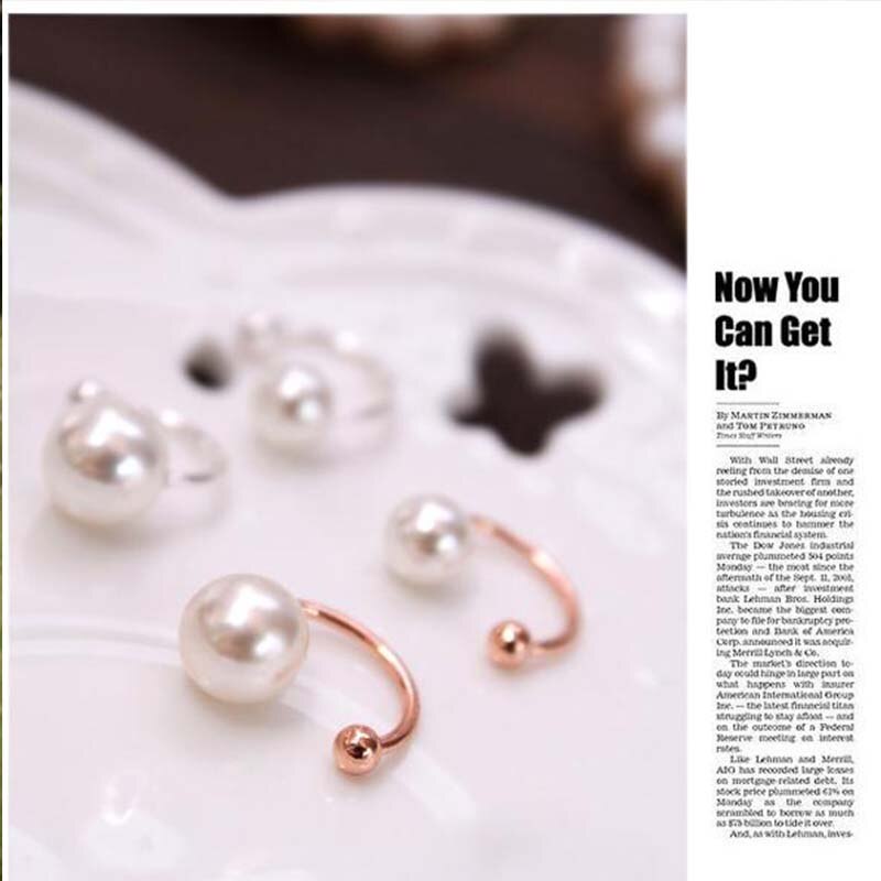 No Pierced Non-piercing Simulated Pearl Earring Earcuff Ear Triangle Clip-on Clip Earrings For Women Jewelry