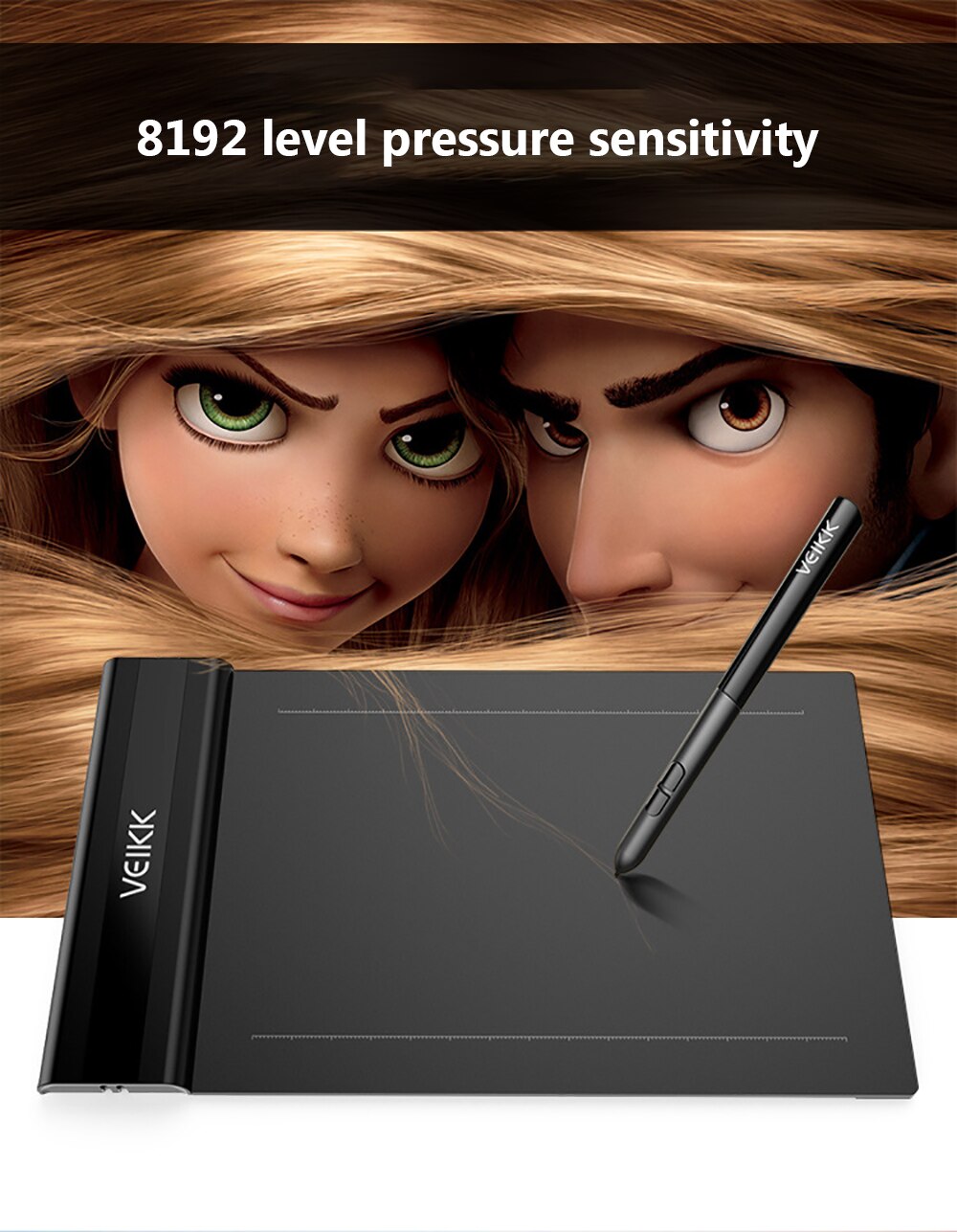 VEIKK Drawing Tablet Graphic Tablet 6x4 inch Digital Graphics Tablet with 8192 Levels Pressure 5080 LPI Online Education Art