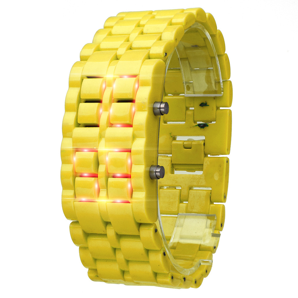 Neue Eisen Samurai Metall Armbinde Lava Uhr LED Digital Uhren Stunde Männer Frauen: F