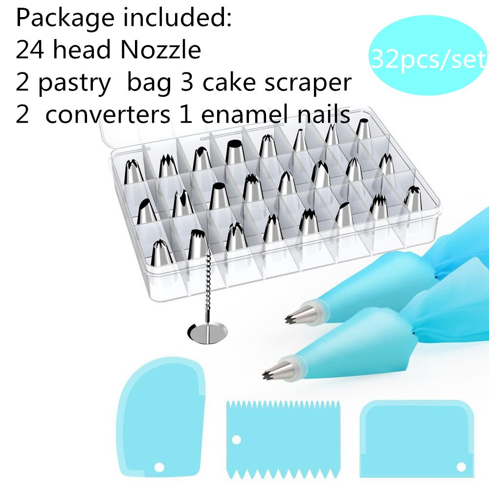 Bolsas para manga pastelera de silicona reutilizables, 3 estilos, boquilla de decoración de pasteles de acero inoxidable, accesorios: 2