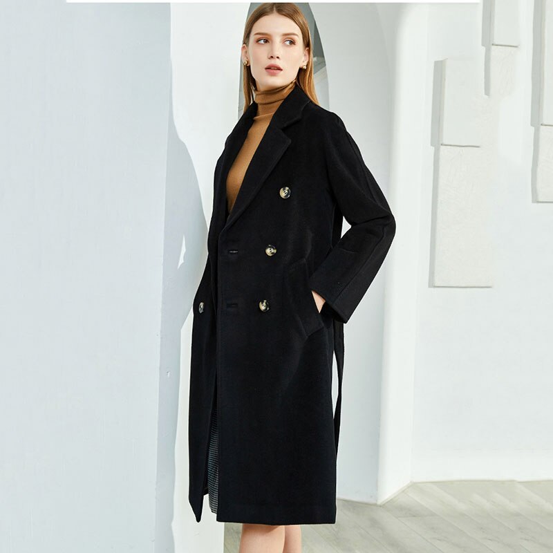 Hoge Dubbelzijdige Kasjmier Jas Vrouwen Mid-Lengte High-End Kasjmier Geul 2022New Vrouwelijke Herfst winter Wollen Jassen F160: black / S