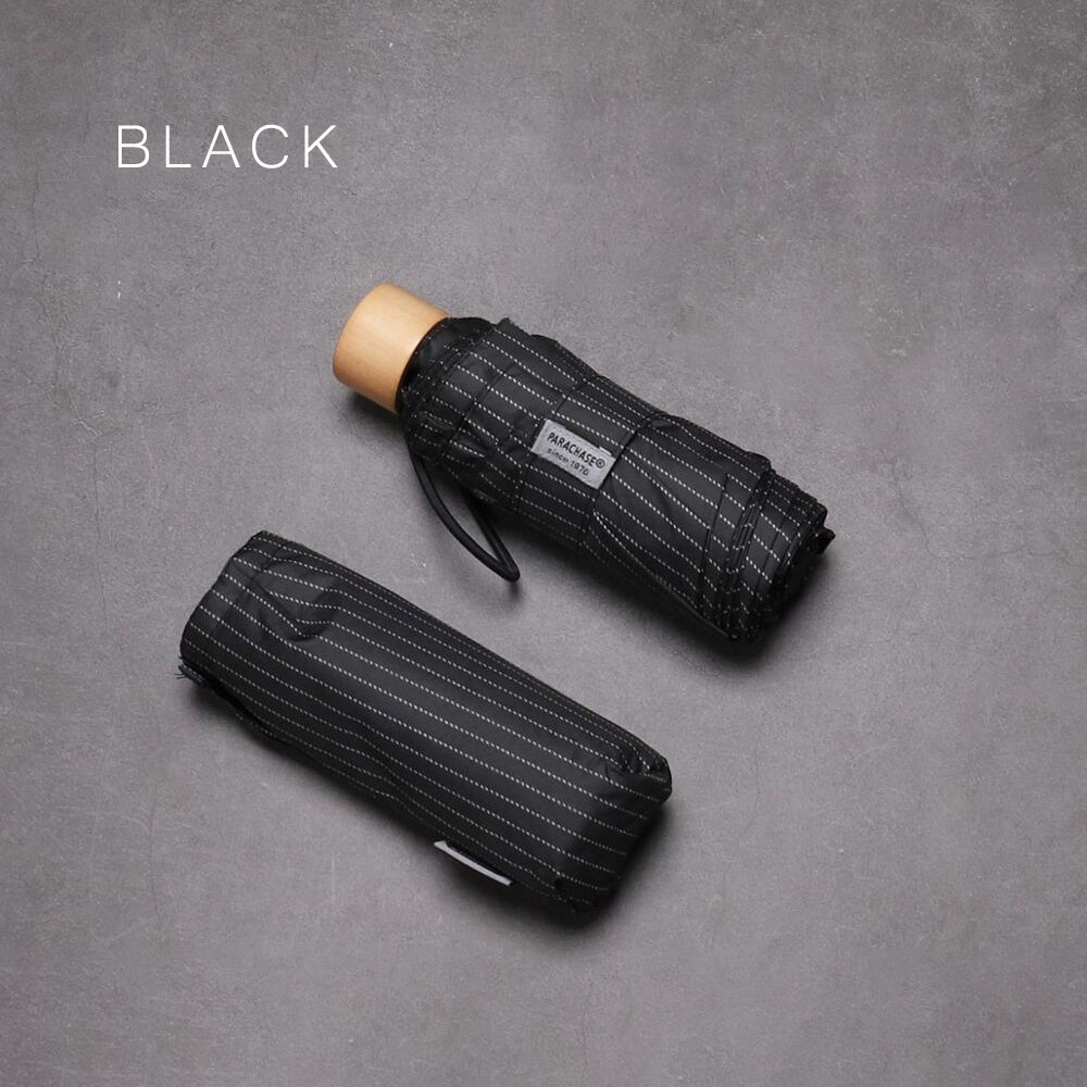 Parachase Sonnenschirm Männer Mini Tasche Klar Regenschirme Regen Frauen Anti UV 8K Winddicht Regenschirm Ahorn Holz Griff Sonnenschirm: Schwarz