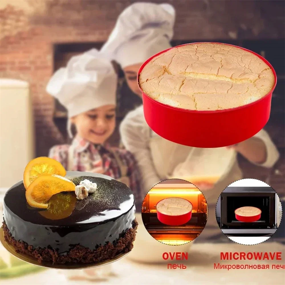 6 stk. silikone kageforme, 4 cm bakker, runde bageforme, køkken silikone nonstick bageforme, genanvendelige kageforme, bageværktøj