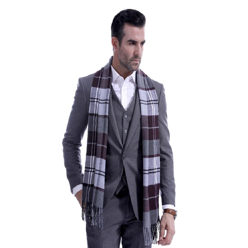 Herrer scotland blødt tørklæde uld check plaid vinter varmt sjal hals wrap lange tørklæde mænd tørklæder plaid varme wraps: B