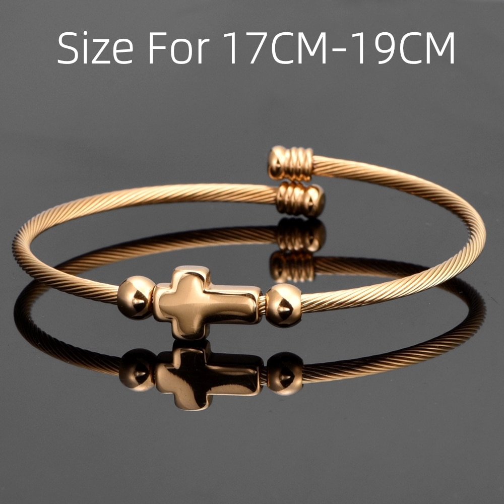 Trendy Jesus Cross Charm Rvs Hennep Touw Gesp Open Bangles Kruis Manchet Armband Voor Mannen Vrouwen Unisex Sieraden