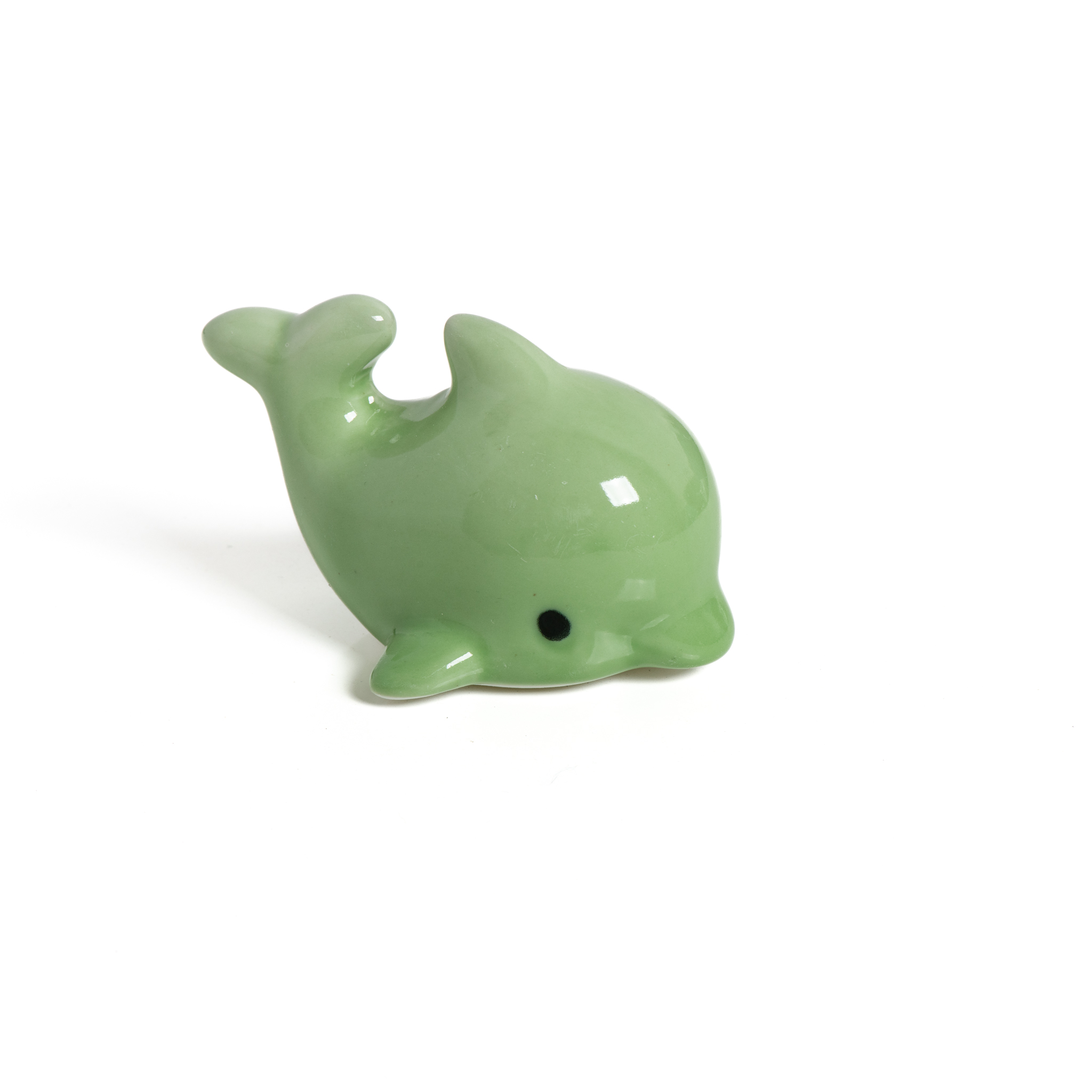 Figurine de dauphin en céramique faite à la main, ornement de bureau mignon, décoration de table pour la maison, le bureau et les idées S00140: Couleur or jaune pâle