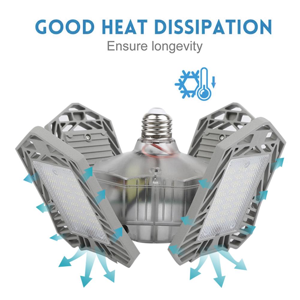 150w LED Garage Light E27 Deformable Industrial Lamp Four-leaf Workshop Warehouse Ceiling Lamp 85-265v High Bay Light