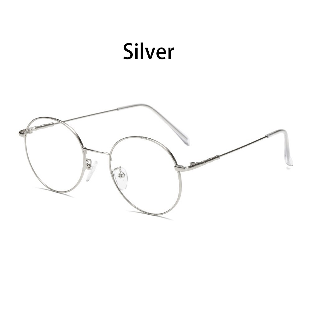 Anti blå stråler vision pleje briller unisex retro klassiske runde metal briller ramme blå lys blokerende computer beskyttelsesbriller: Sølv