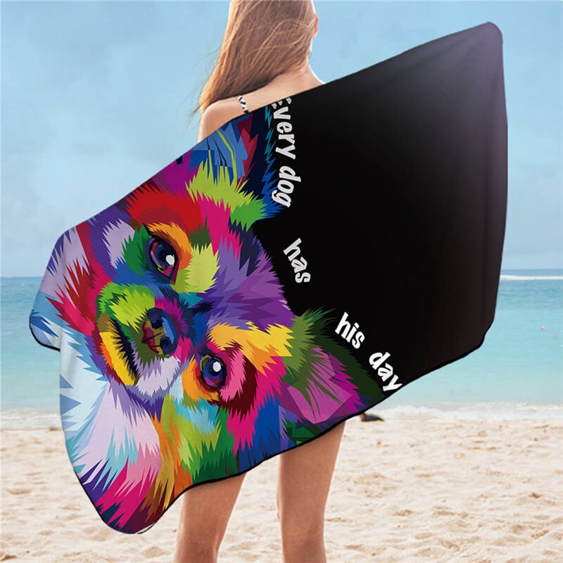BeddingOutlet-Toalla de baño Hippie Pug para adulto, toalla de playa de microfibra con dibujos de animales, manta de Bulldog, 75x150cm: 13