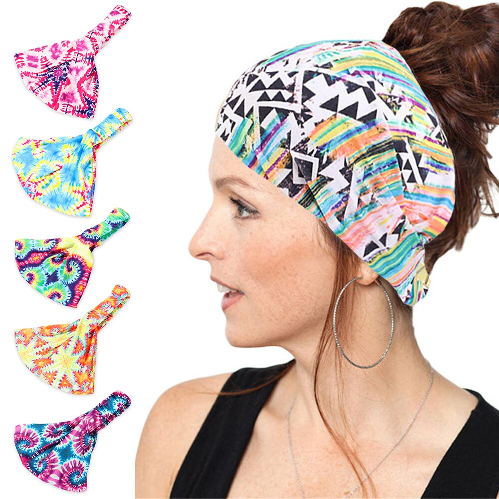 Sportliches elastisches stirnband, yoga-turban, breites haarband, damen-kopftuch, haaraccessoire, schlicht