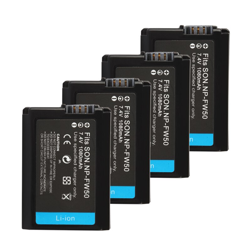 NP-FW50 NP FW50 cargador de batería para Sony Alpha a7 a7rii alfa 7R a7R Alpha 7S a7S a3000 a5000 a6000 a6300 a6500 1080mAh Cámara: 4Battery