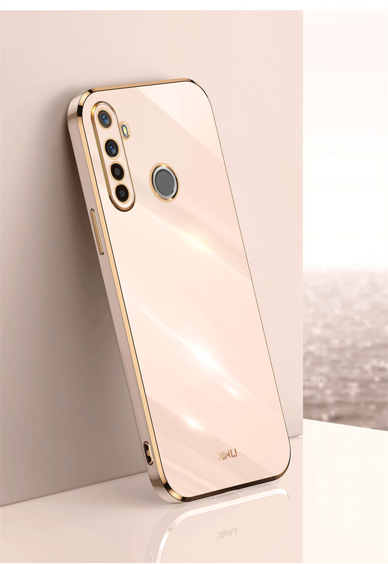 Realme 6i Realme6i RMX2040 Custodia Lucida Placcatura in silicone TPU Paraurti Antiurto Morbida coperchio Posteriore Cassa Del Telefono per Realme 6i Realme6i: Colore rosa / Case & Strap