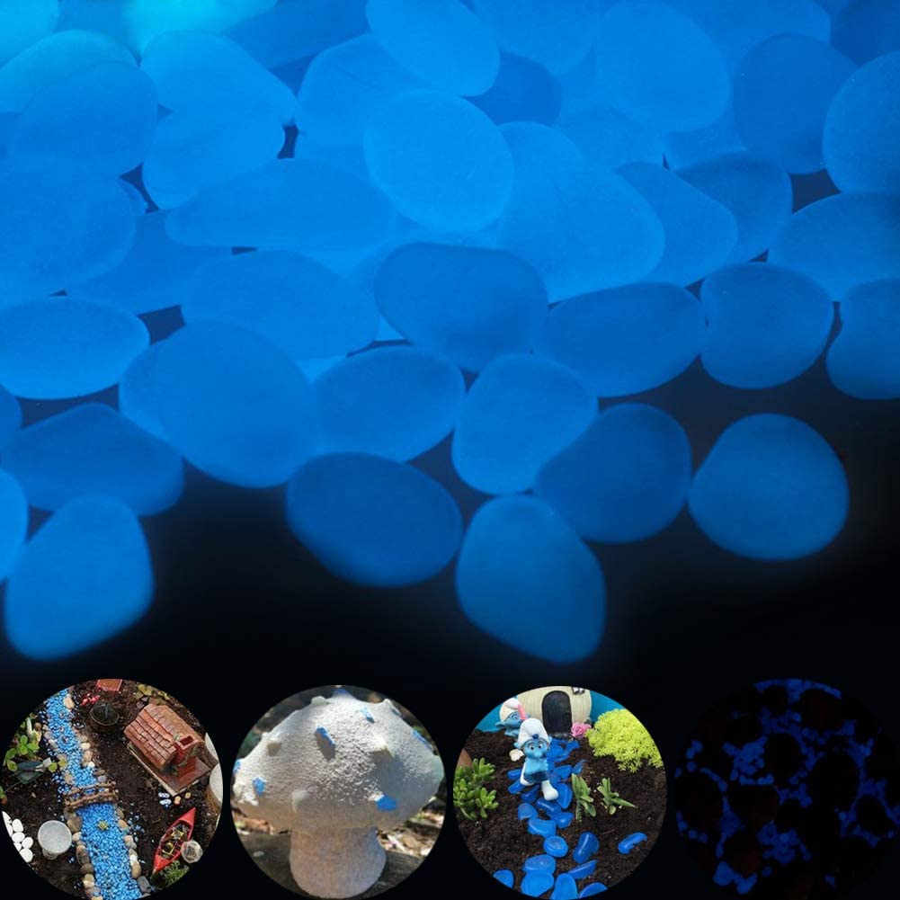 Fish Tank Rocks Glow Multi-Colored Glow in The Dark Pebbles for Fish Tank Aquarium Garden Plant Pots Bonsai Walkway Driveway