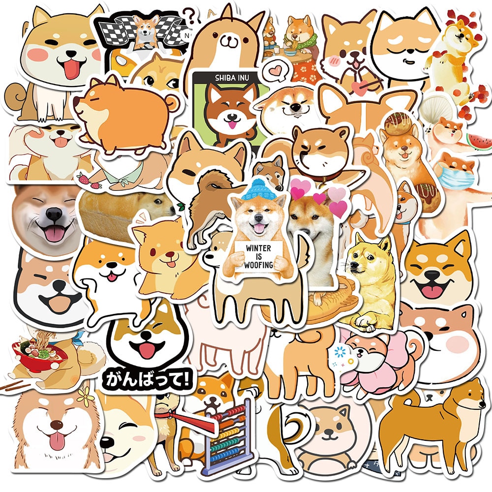 50pcs Corgi Pembroke Cartoon Stickers Cute Animals Dog For Moto Car & Suitcase Cool Laptop Stickers Skateboard Sticker
