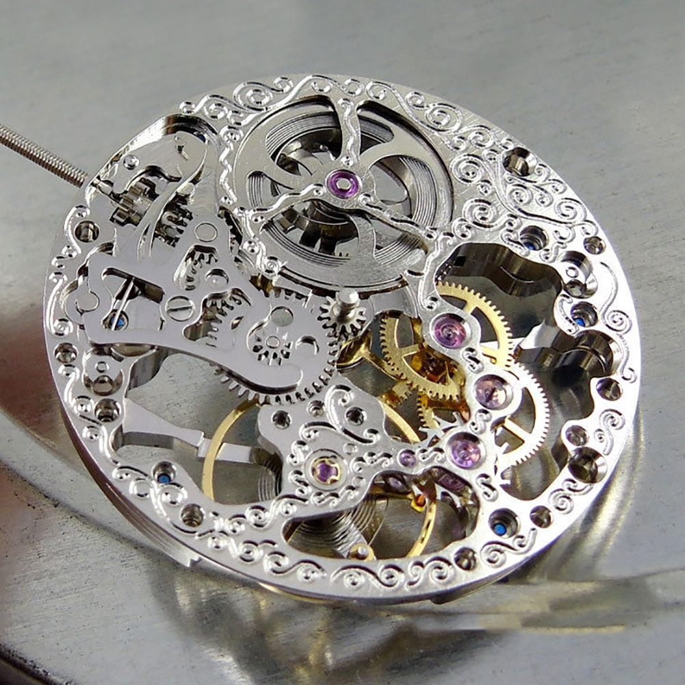 17 juwelen Zilver Aziatische Volledige Skeleton Hand-Kronkelende Beweging Vervanging Duurzaam Voor ETA 6497 Horloge beweging Repair Tool Onderdelen