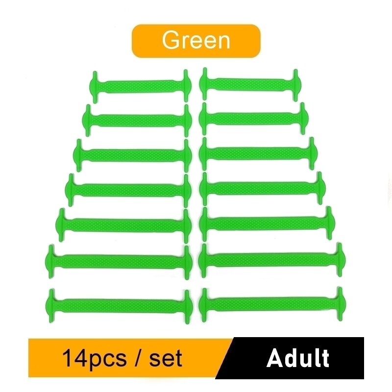 Lot de 16 lacets créatifs en Silicone, élastiques, pour chaussures sans cravates: Green