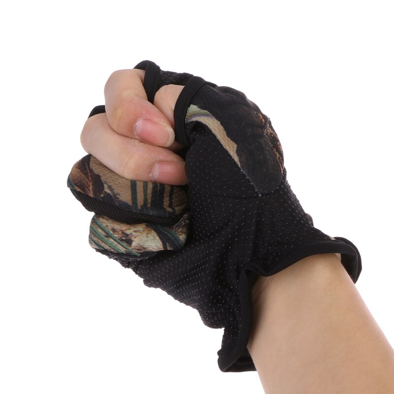Fiskeri handsker 3 skåret finger slids udendørs sport anti slip åndbar camouflage