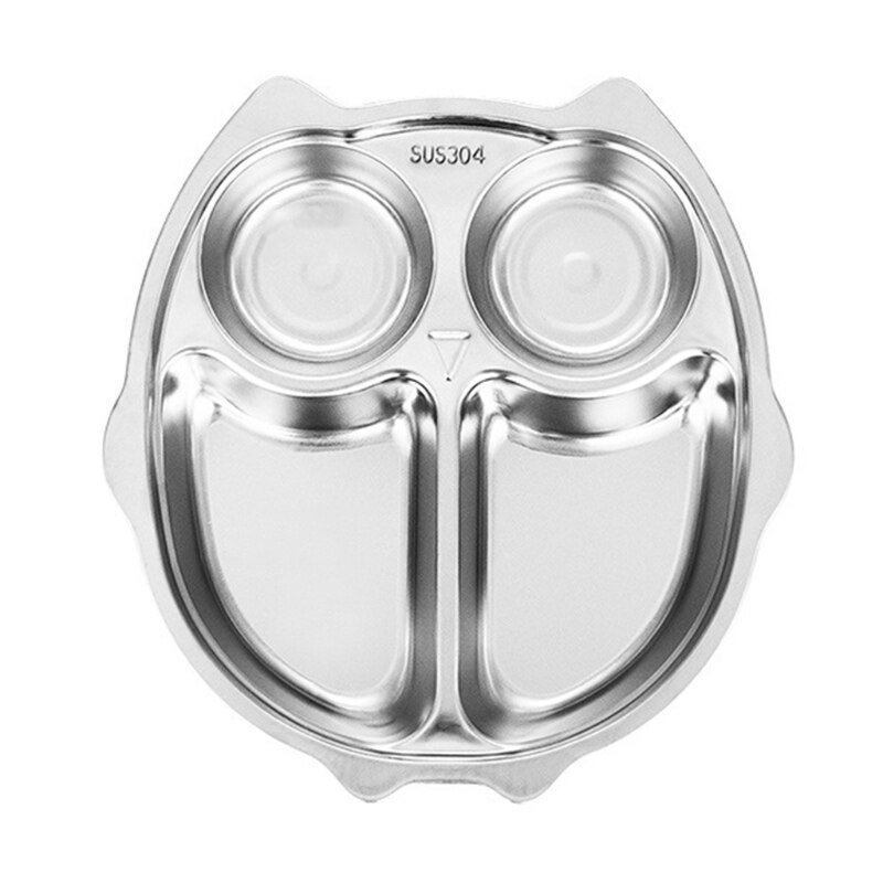 Stainless Steel Divided Plate Cute Cartoon Dinner Tray Lunch Container Kids Toddlers Babies Serving Platter for School Canteen: 04