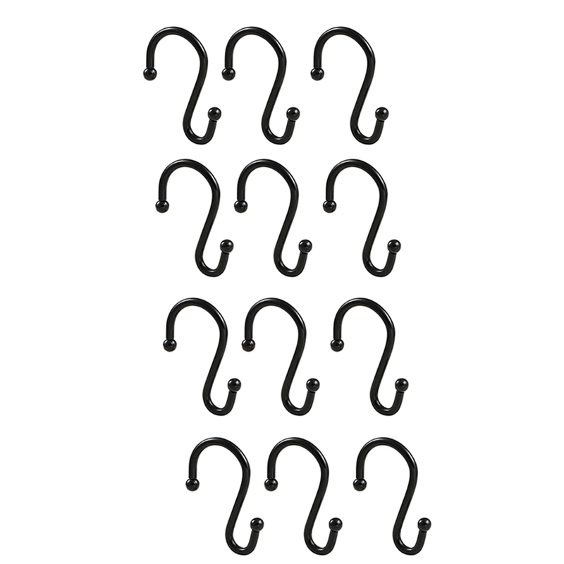 Crochet métallique cylindrique pour rideau de douche, crochet collant pour rideau: Black