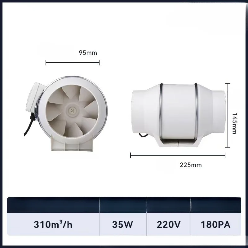 Duct round 3 inch 4 inch 5 inch 6 inch 8 inch exhaust ventilation fan kitchen household extractor fan bathroom exhaust fan: Light Grey / AU