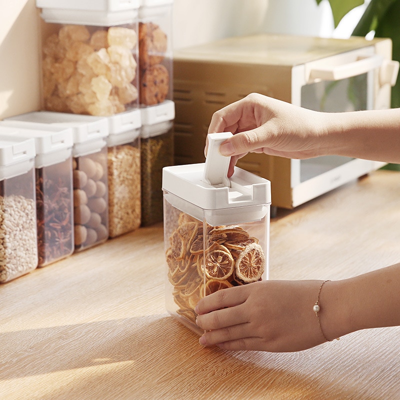 Kitchen Transparent Food Storage Box Sealed Dust Keep Fresh Storage Jar Containers Refrigerator Noodles Grain Food Organization