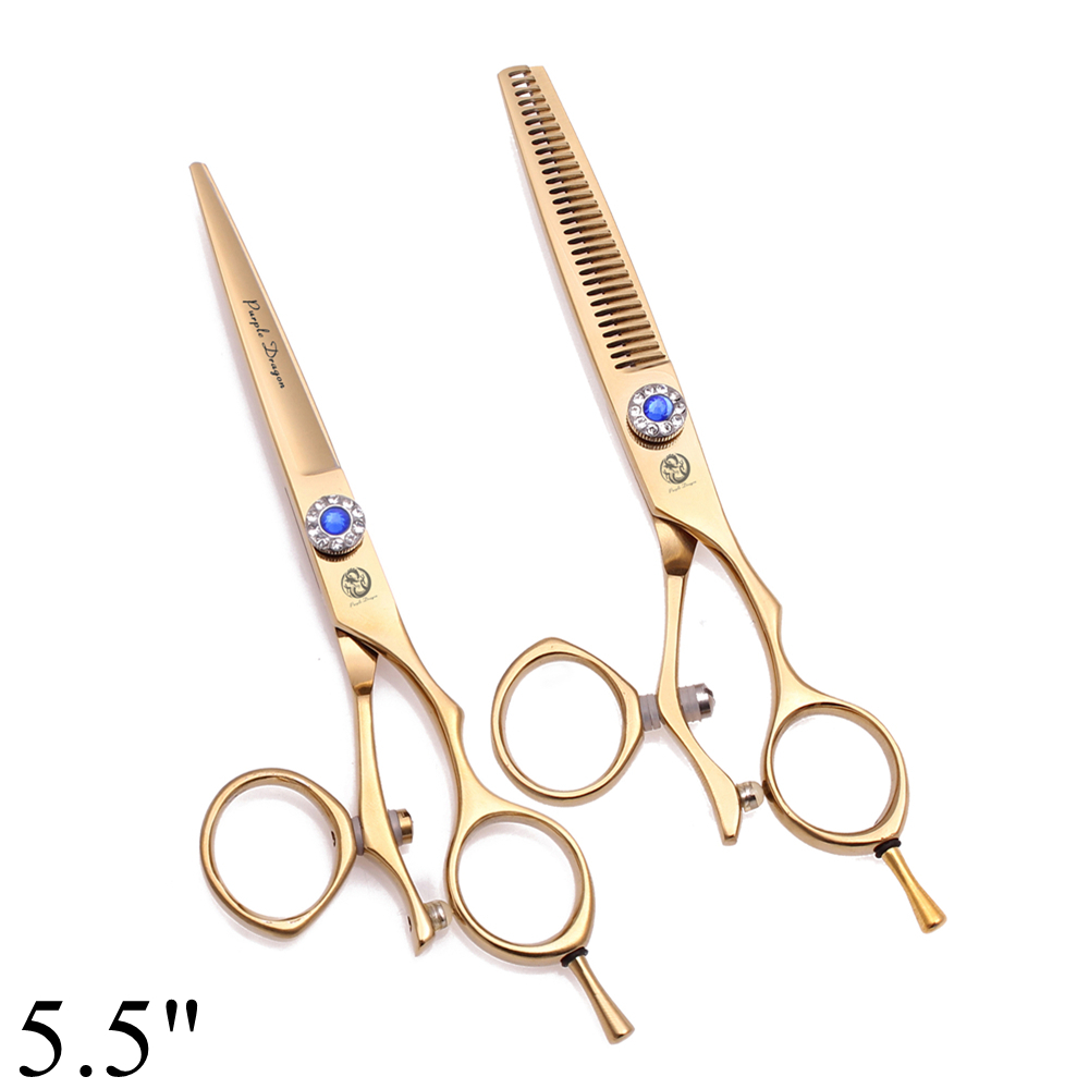 Tijeras profesionales de peluquería 5,5 "6" dragón púrpura JP 440C tijeras de corte de pelo de pulgar giratorio tijeras de adelgazamiento de peluquero Z9019: Azul cielo