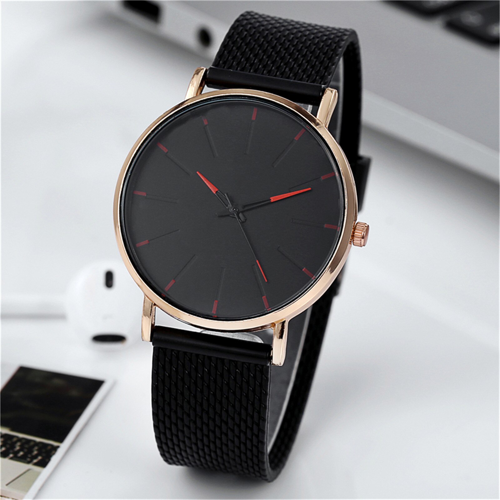 Men's mesh strap ultra-thin quartz watch Men's ultra-thin quartz watch Couple Analog Quartz Round Wrist men's watch #40